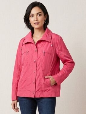 Allison Daley Coral Pink Button-Front Utility Jacket Size 16P